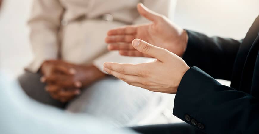 Woman, hands and support
